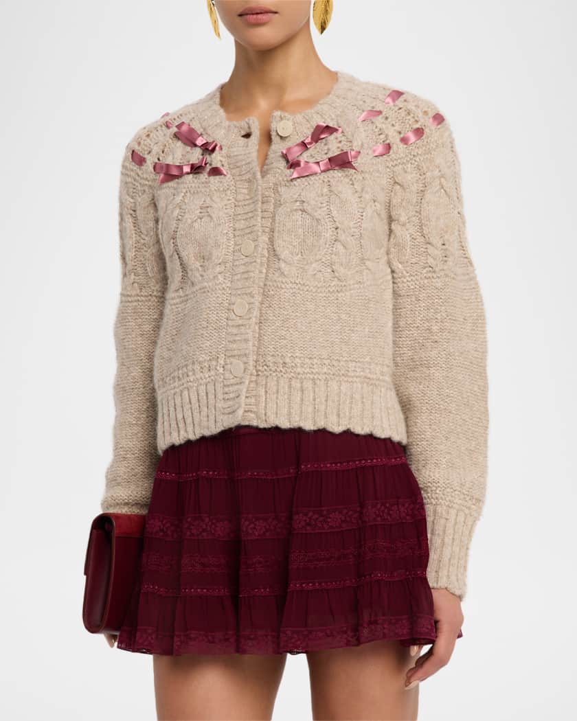LoveShackFancy Clementian Alpaca-Blend Ribbon Cardigan