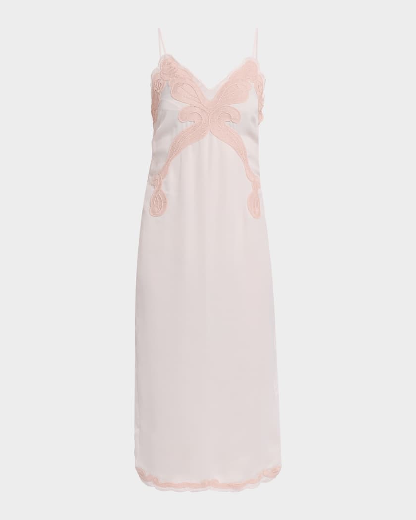 Rag & Bone Women's Ann Embroidered Slip Midi-Dress - Blush - Size 12