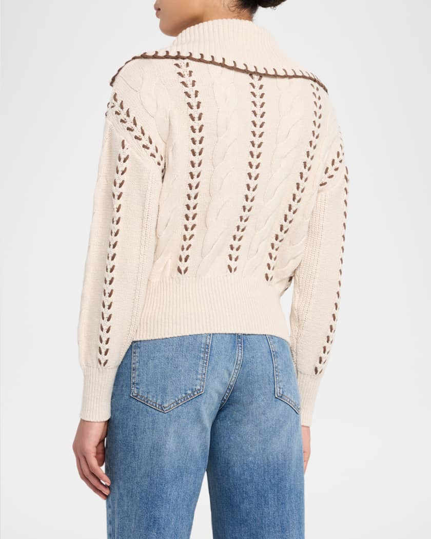 Lune Whipstitch Zip Cardigan