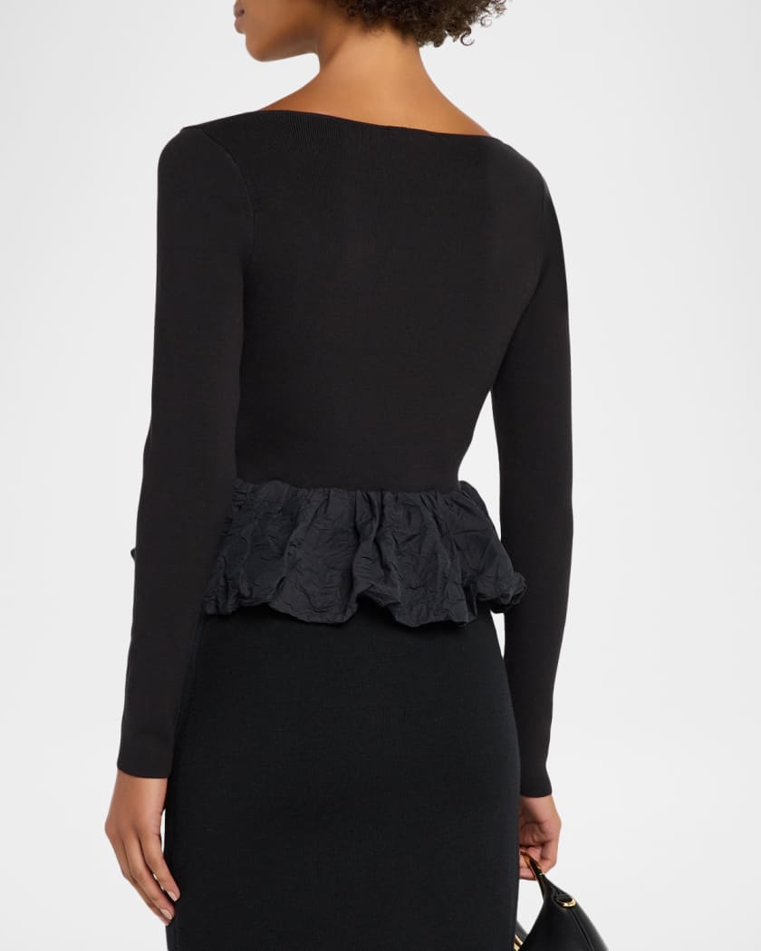 Tillie Scoop-Neck Bubble-Hem Top