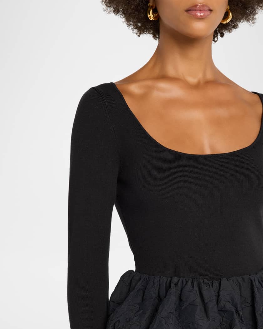 Tillie Scoop-Neck Bubble-Hem Top