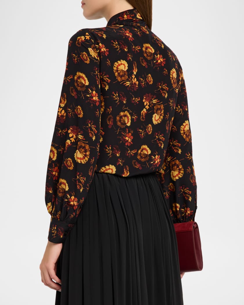 バーバリー　トップス Burberry Lina Floral Silk Neck-Scarf Button-Down Shirt