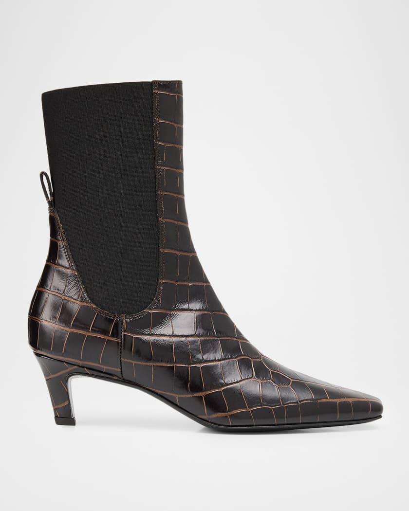 toteme クロコエンボスアンクルブーツ　36サイズ Toteme The Mid Heel Croc-Embossed Leather Ankle Booties | Neiman