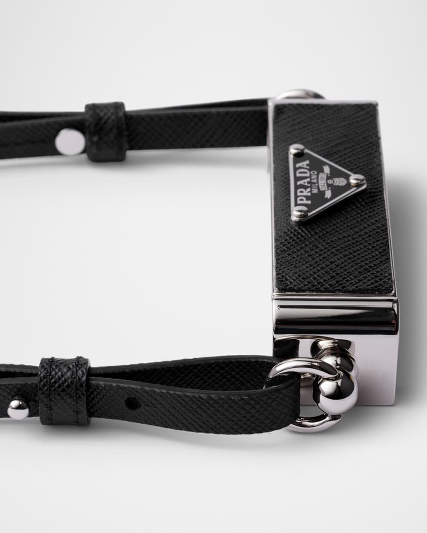 Metal & Saffiano Leather Smartphone Holder