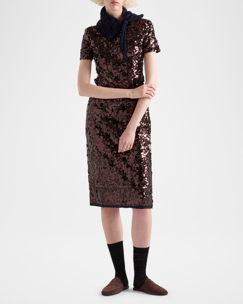 slim fit dress slacks Prada Fall 2000 Runway Cream Sequin Dress