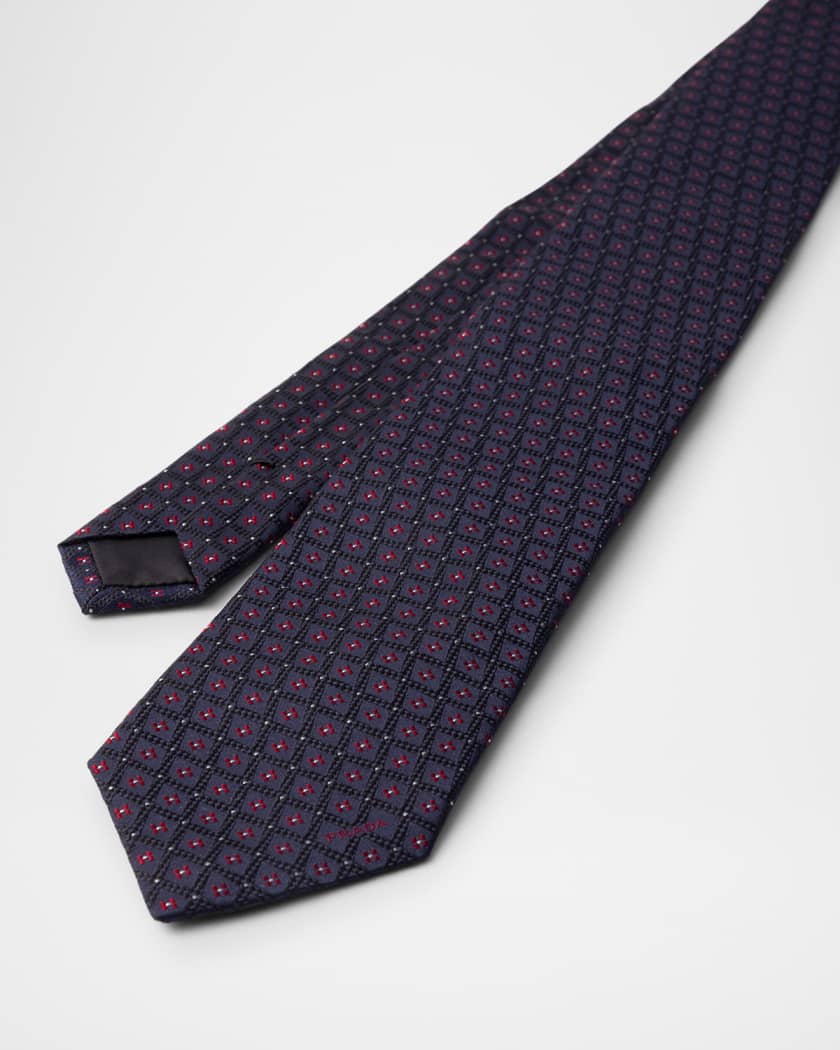 PRADAネクタイ Prada Men's Textured Silk Geometric Tie | Neiman Marcus