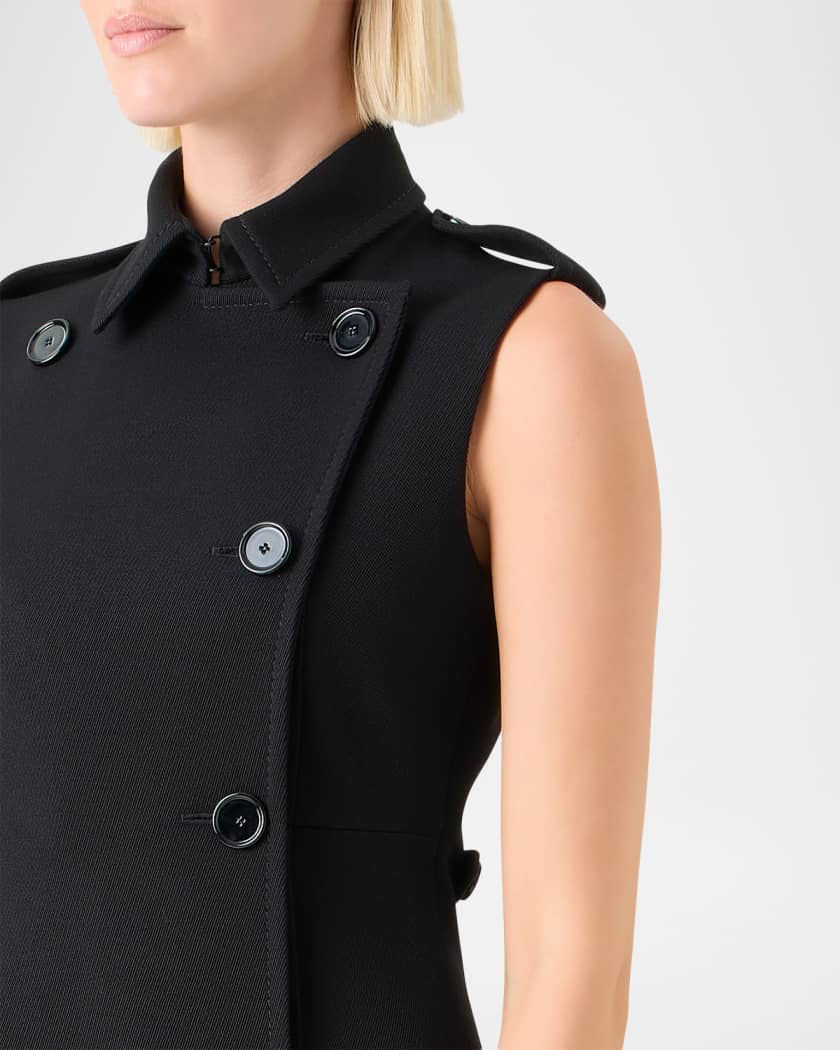Akris punto Sleeveless Wool Mini Trench Dress | Neiman Marcus