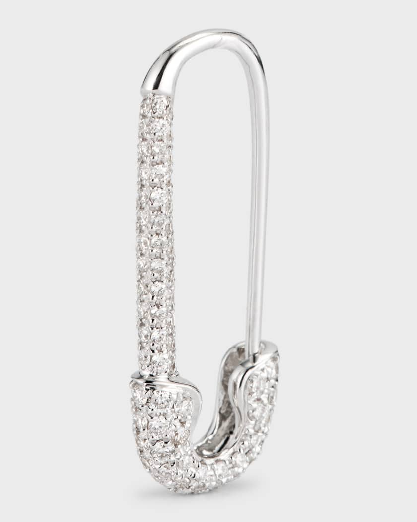 Diamond Safety Pin Earring 14K White Gold