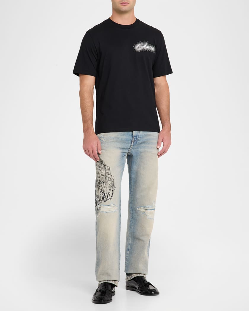 Men's Crystal House Script Cotton Logo T-Shirt