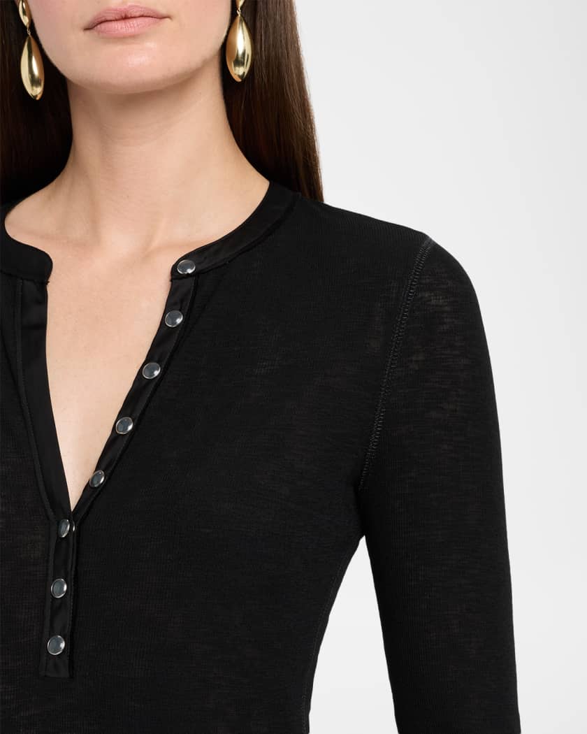 Drexler Semi-Sheer Ribbed Henley