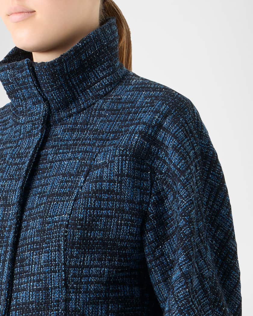 Akris punto Raw Denim Tweed Zip Jacket | Neiman Marcus