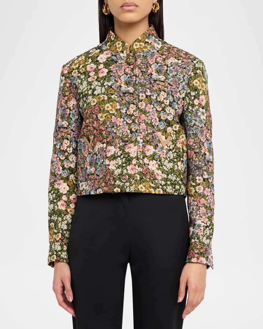 Valentino Garavani VLogo Floral Jacquard Single-Breasted Jacket