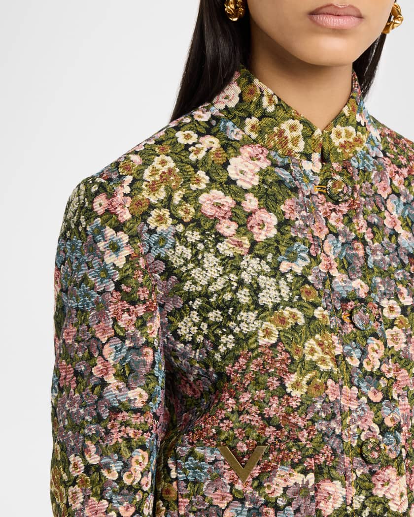 Valentino Garavani VLogo Floral Jacquard Single-Breasted Jacket