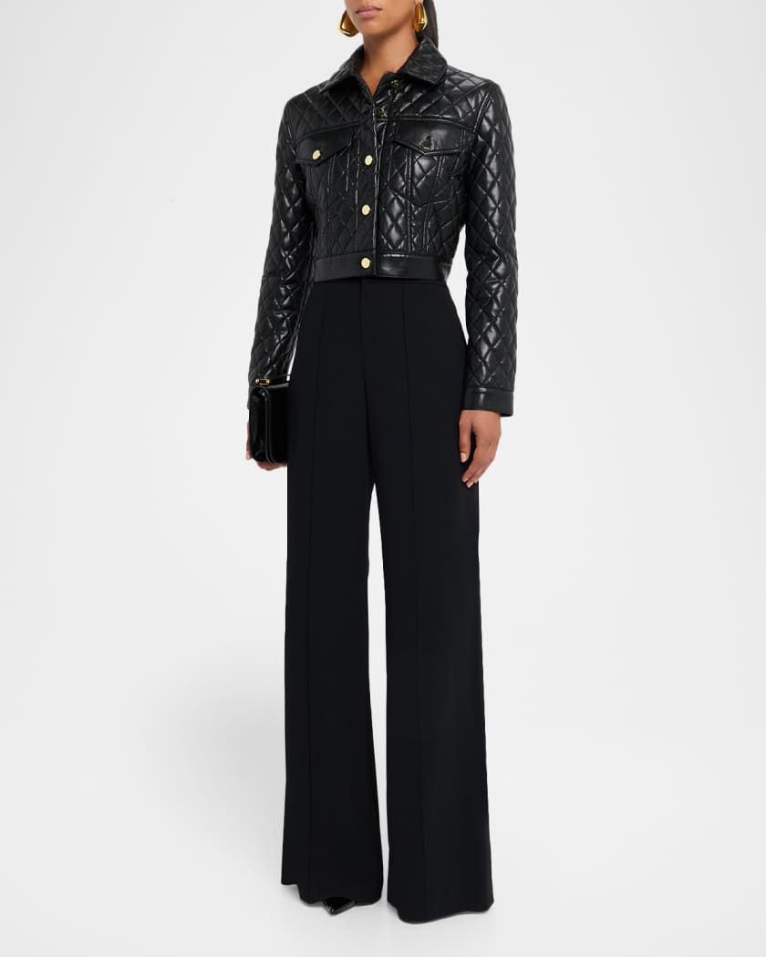 Chloe Quilted Vegan Leather Cropped Jacket