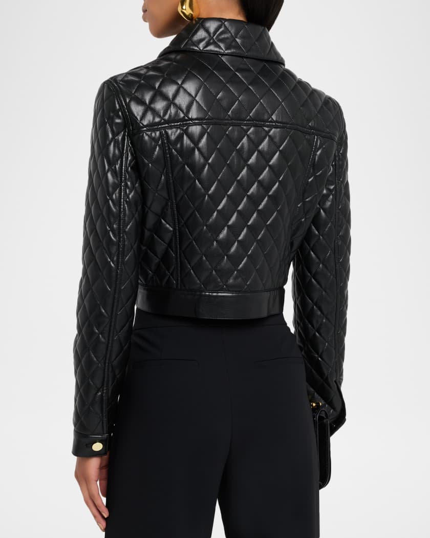 Chloe Quilted Vegan Leather Cropped Jacket