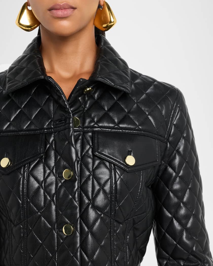 Chloe Quilted Vegan Leather Cropped Jacket