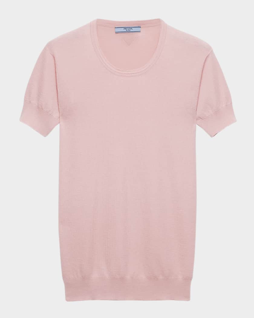 Prada Silk and Cotton Crewneck Sweater | Neiman Marcus