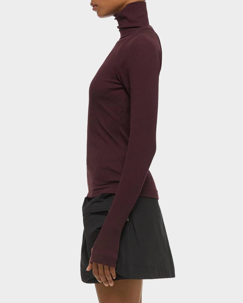 Rib-Knit Shrug Turtleneck