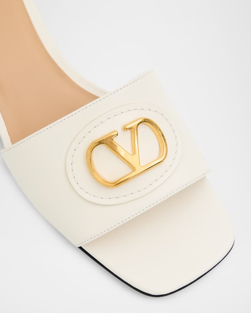 Valentino Garavani 20mm VLogo Leather Medallion Mule Sandals