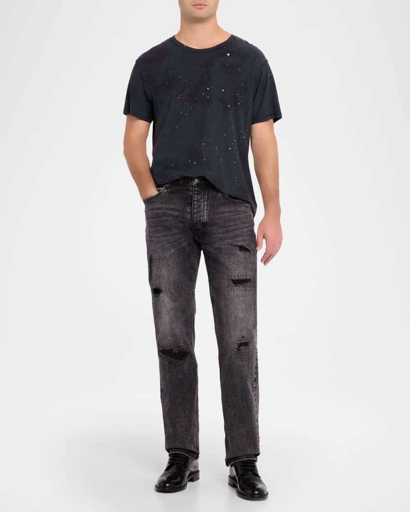 Men's Hazlow Selvedge Black Denim Straight-Leg Jeans