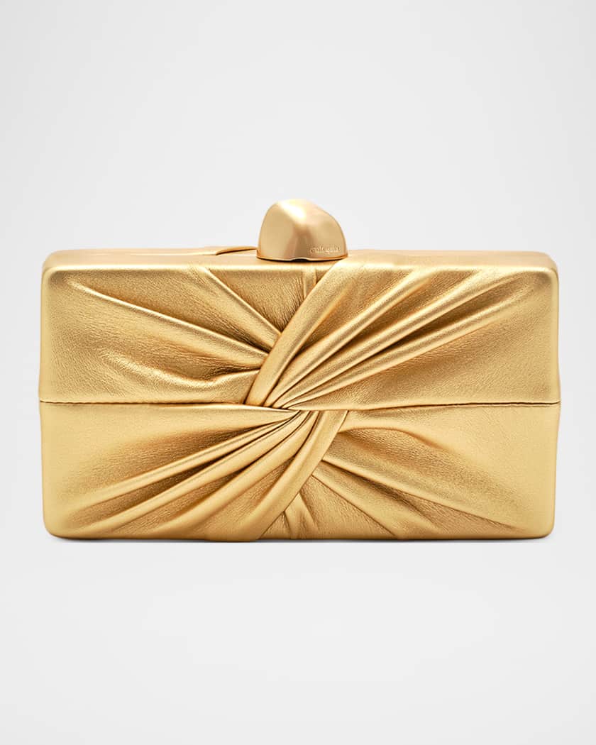 Cult Gaia Lisse Twisted Metallic Leather Clutch Bag | Neiman Marcus