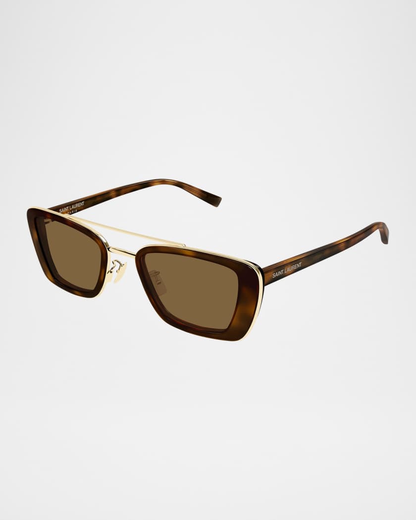 50mm Rectangular Acetate & Metal Sunglasses