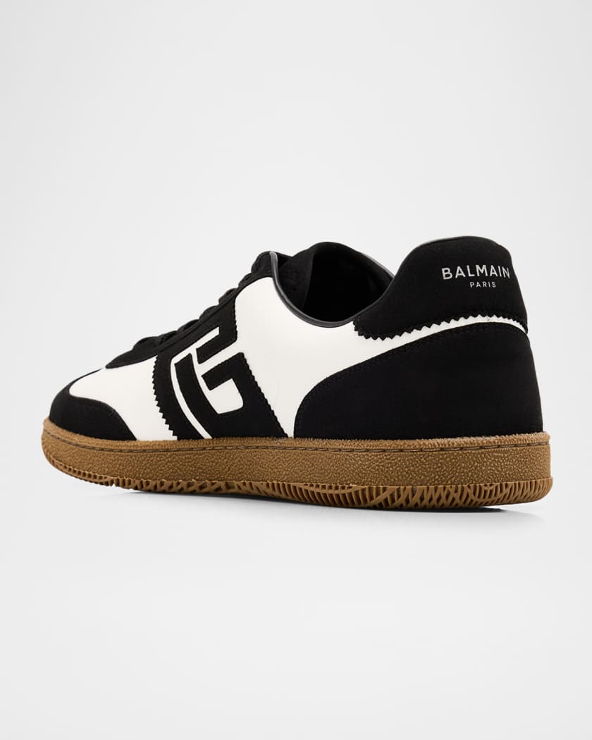 Men's Swan Calfskin and Suede Low-Top Sneakers