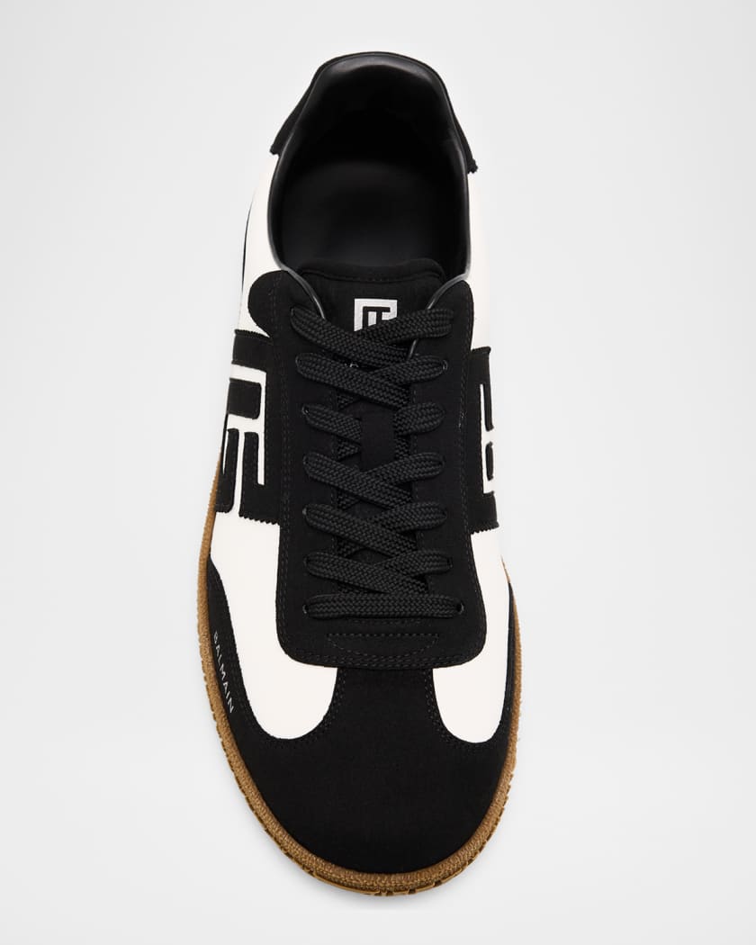 Men's Swan Calfskin and Suede Low-Top Sneakers