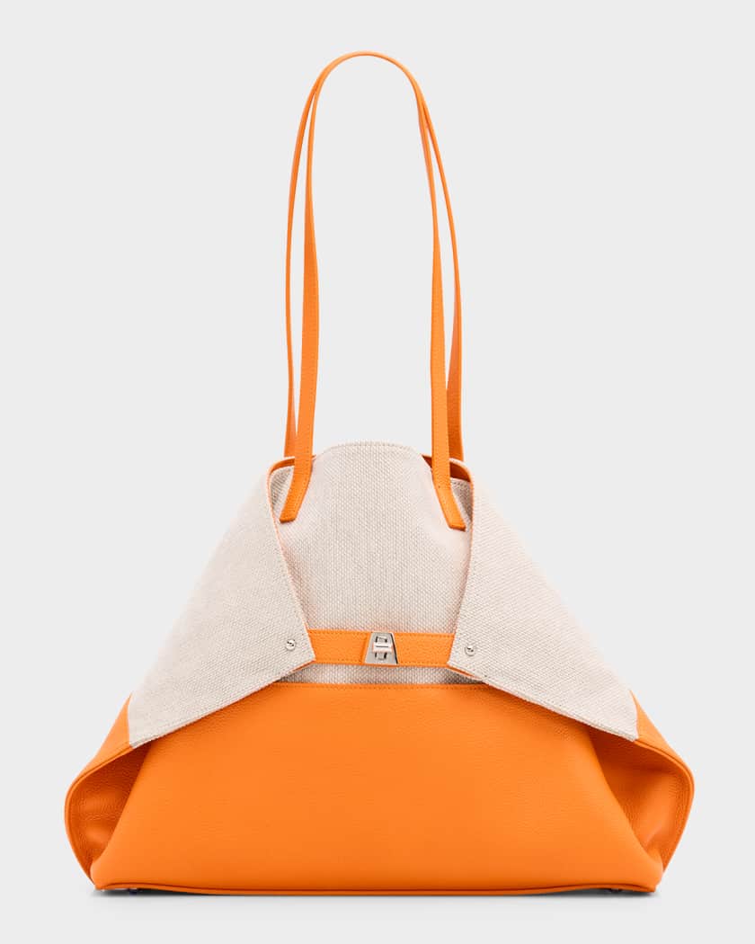 Akris Ai Medium Leather & Canvas Shoulder Bag | Neiman Marcus