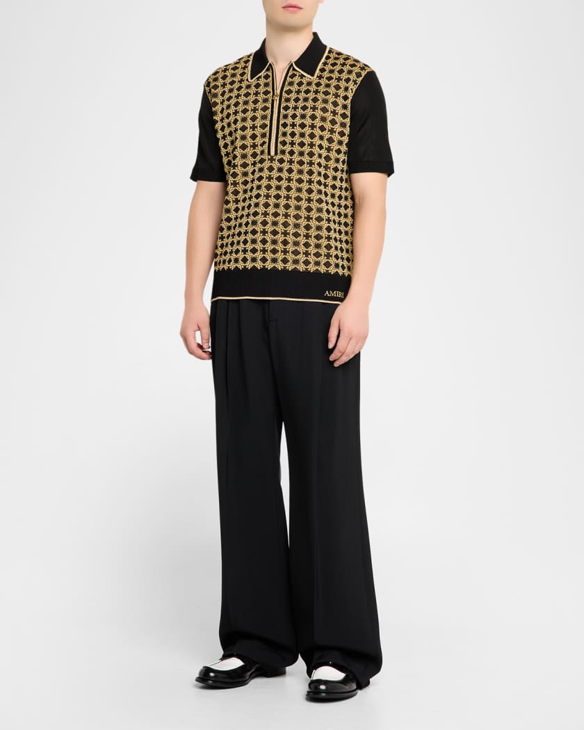 美品　25SS AMIRI MA Quad ニットポロシャツ　¥174500 Amiri Men's MA Quad Half-Zip Knit Polo Shirt | Neiman Marcus