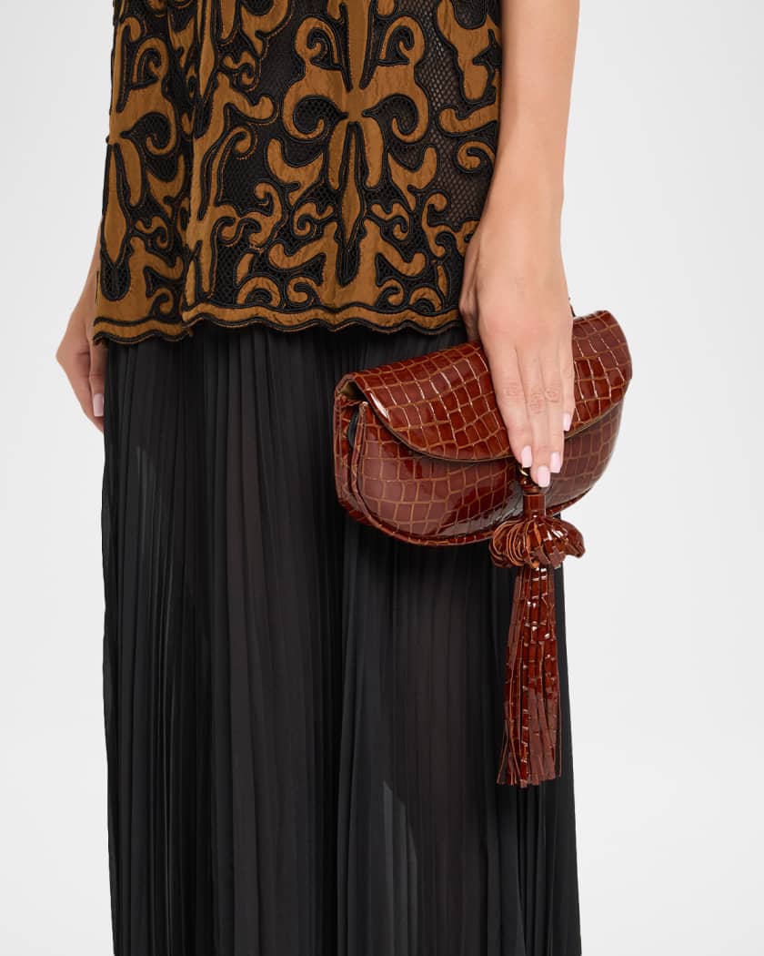 Ulla Johnson Paloma Tassel Croc-Embossed Leather Shoulder