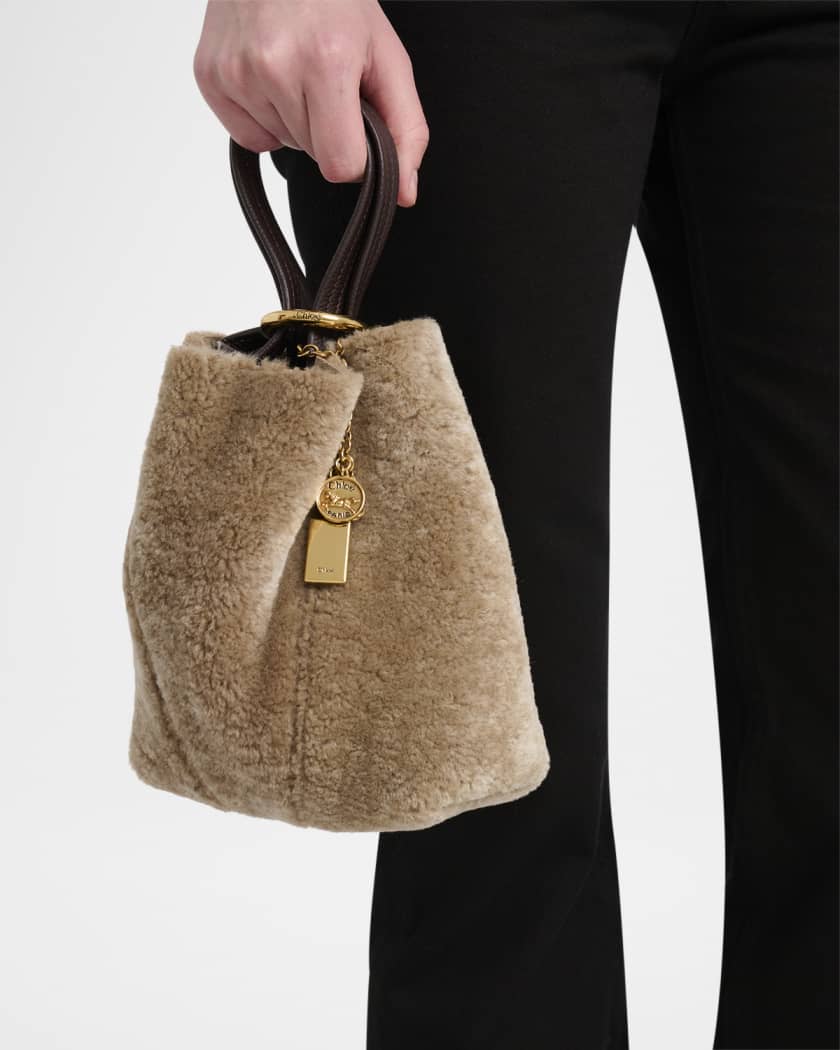 Chloe Spin Mini Shearling Bucket Bag | Neiman Marcus
