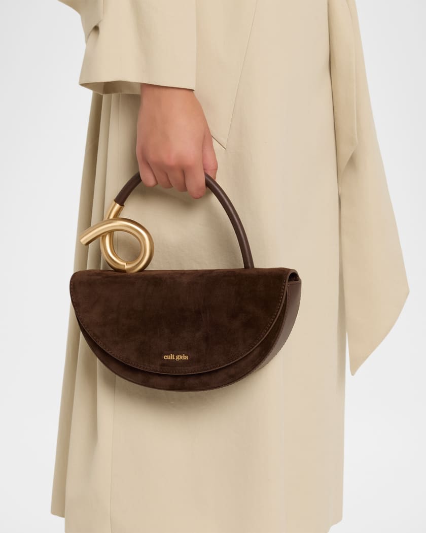 Cult Gaia Azariah Half-Moon Suede Top-Handle Bag | Neiman Marcus