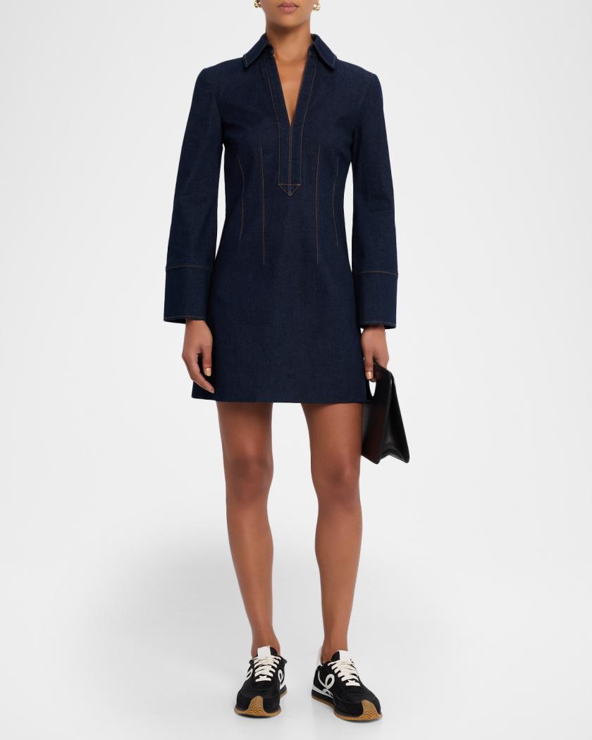 veronica beard denim dress sale Veronica Beard Lou Pleated Midi Dress | Blue Mirage