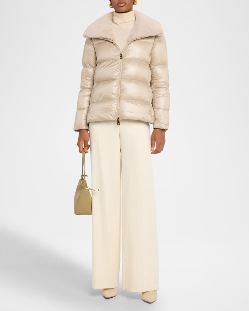 Ultralight Nylon Down Jacket with Alternative Fur