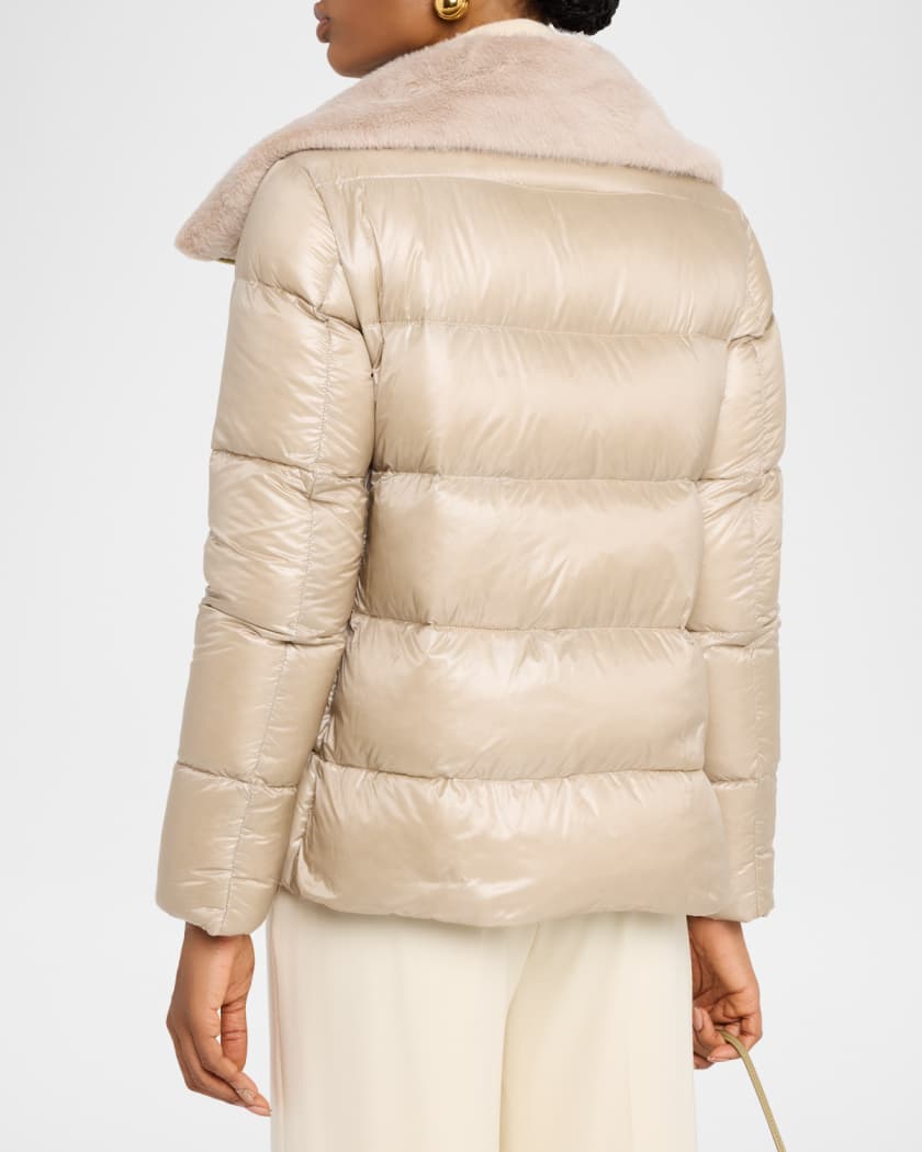 Ultralight Nylon Down Jacket with Alternative Fur