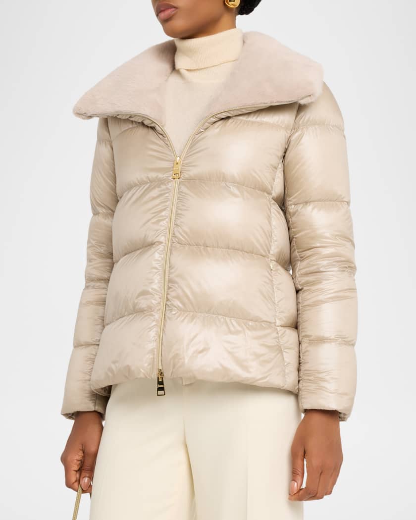 Ultralight Nylon Down Jacket with Alternative Fur