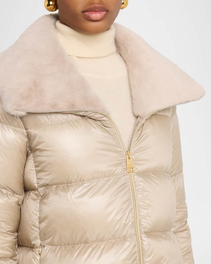 Ultralight Nylon Down Jacket with Alternative Fur