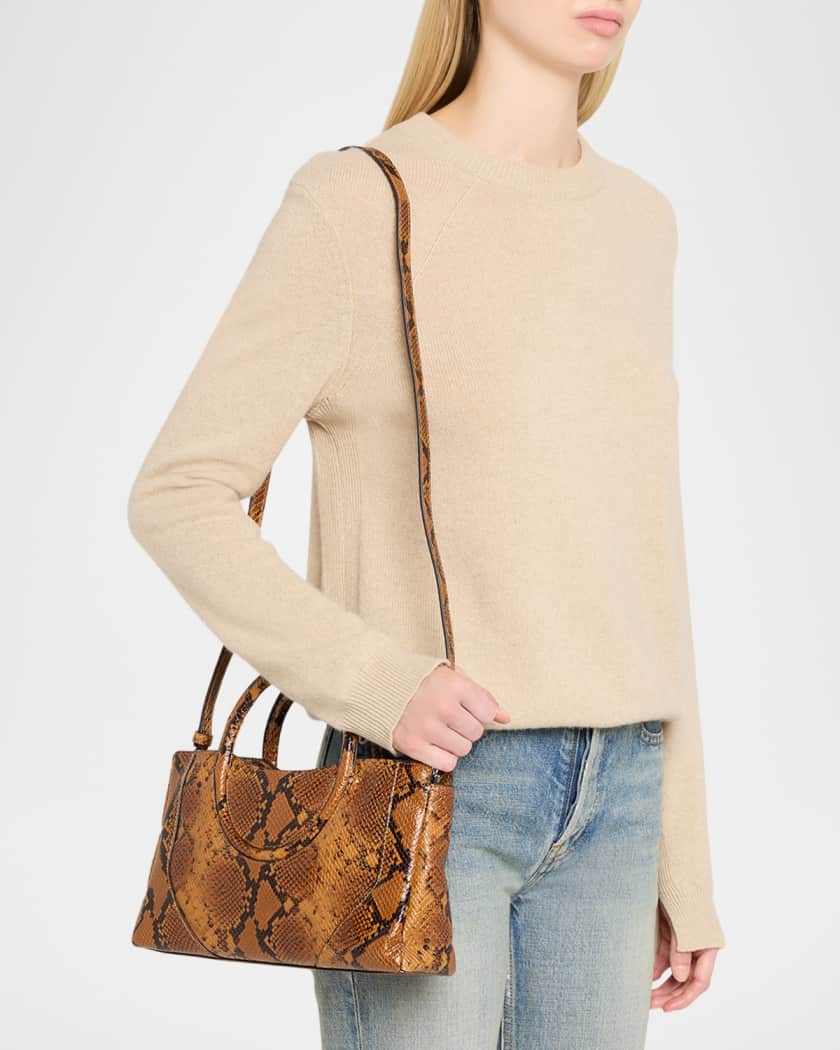 Maude Mini Python-Embossed Leather Satchel Shoulder Bag