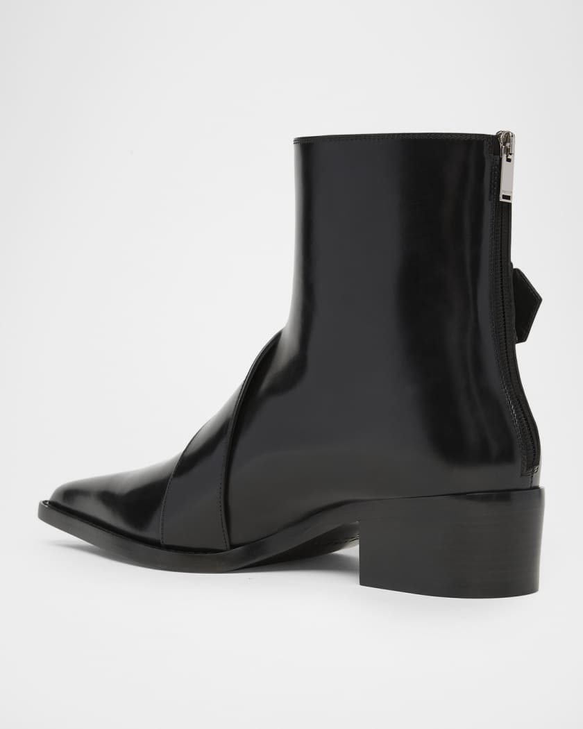 Men's Leather Buckle-Strap Zip Ankle Boots