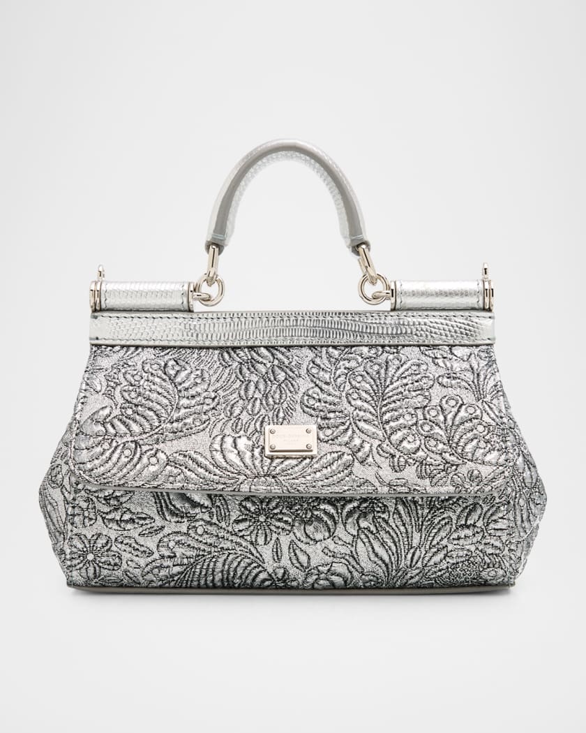 Dolce&Gabbana Sicily Small Metallic Brocade Top-Handle Bag