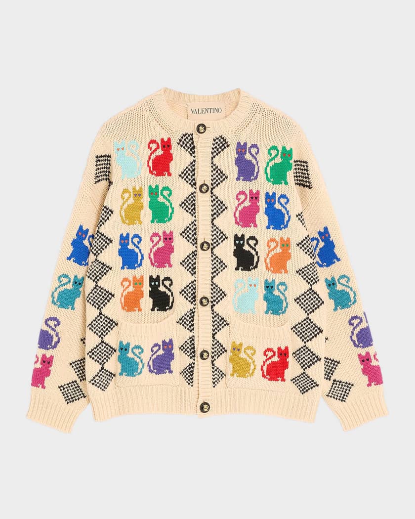 Valentino Garavani Men's Wool Le Chat De La Maison Jacquard