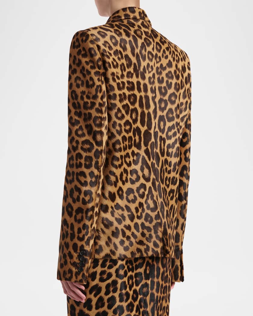 Khaite Saraphina Leopard-Print Ponyhair Single-Breasted