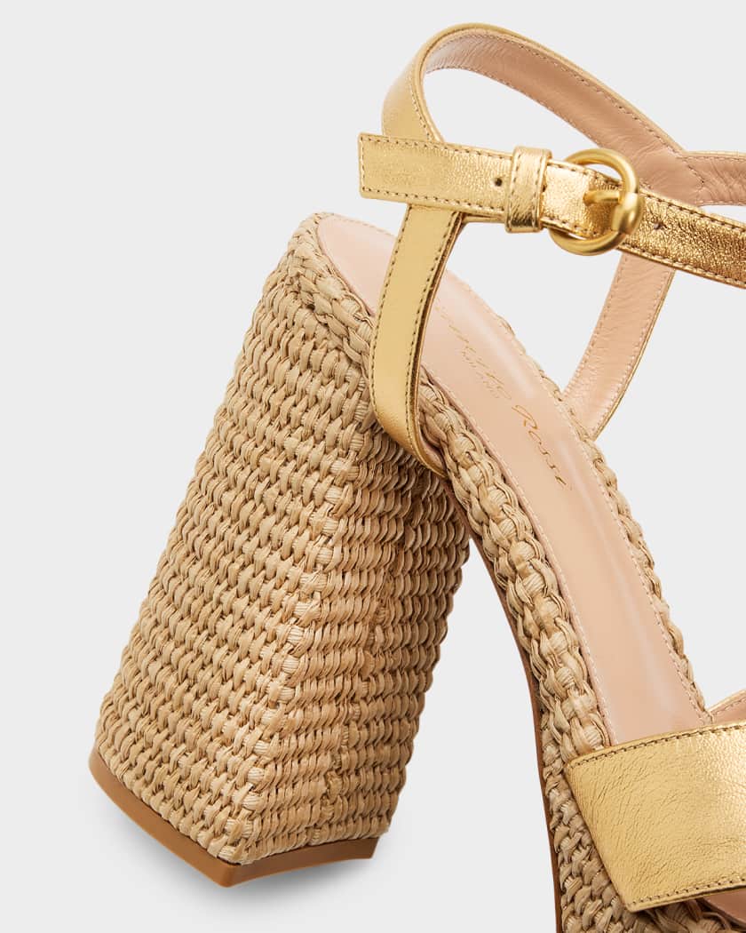 Gianvito Rossi 90mm Bebe Metallic Nappa Leather and Raffia