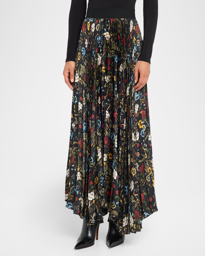 Tapestry Trails Katz Asymmetric Pleated Maxi Skirt