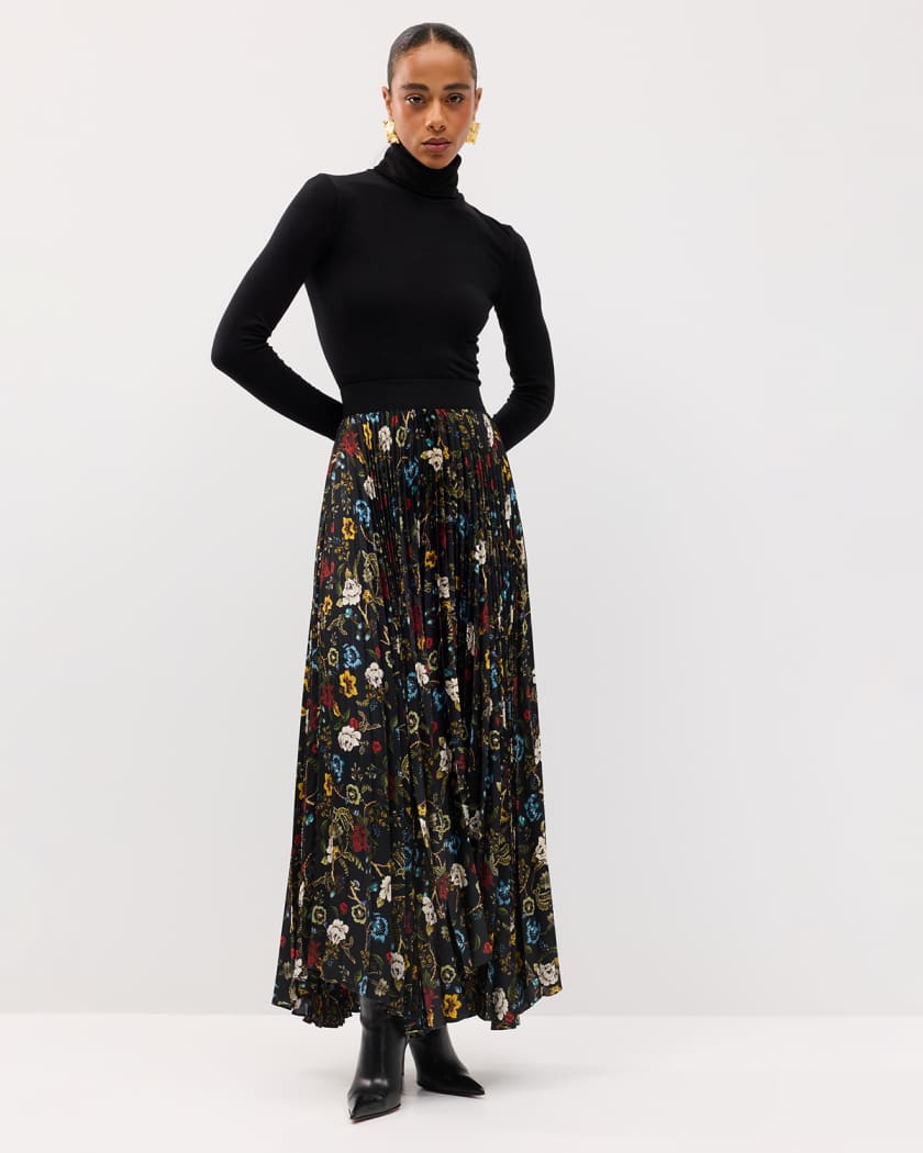 Tapestry Trails Katz Asymmetric Pleated Maxi Skirt