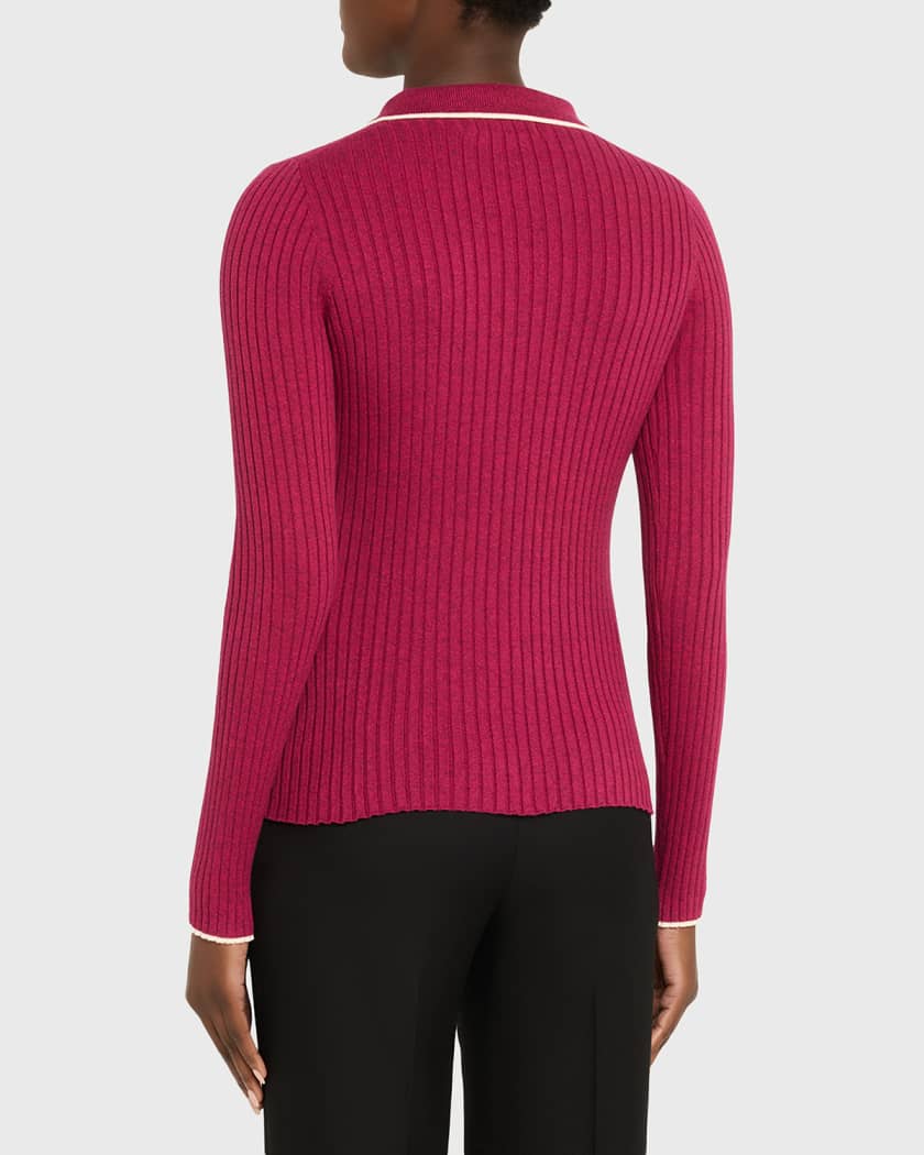Anna Quan Ashlen Button-Front Rib-Knit Top | Neiman Marcus