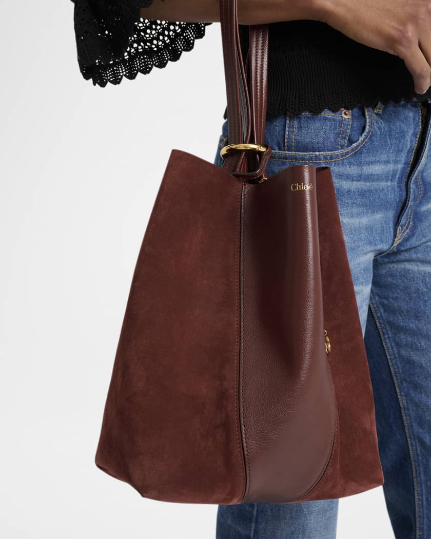 Spin Tote Bag in Grain Leather & Suede