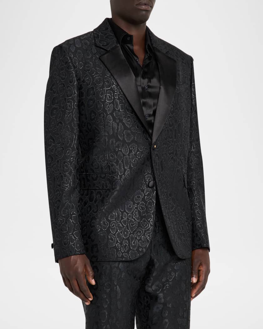Versace Men's Leopard Jacquard Single-Breasted Blazer