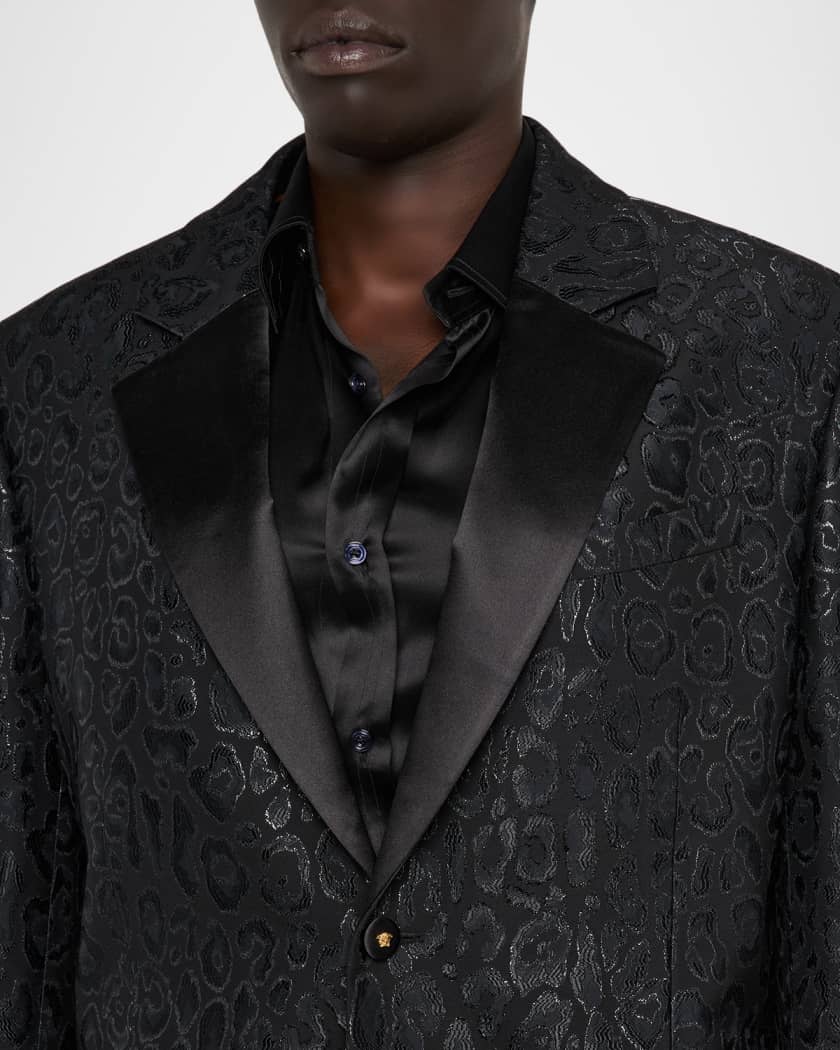 Versace Men's Leopard Jacquard Single-Breasted Blazer